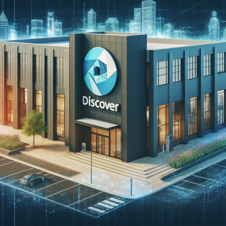 a building with Discover logo