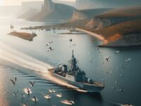 War ship in Black Sea